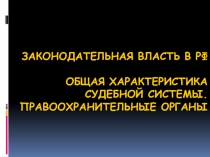 Законодательная власть в РФ Общая характеристика судебной системы