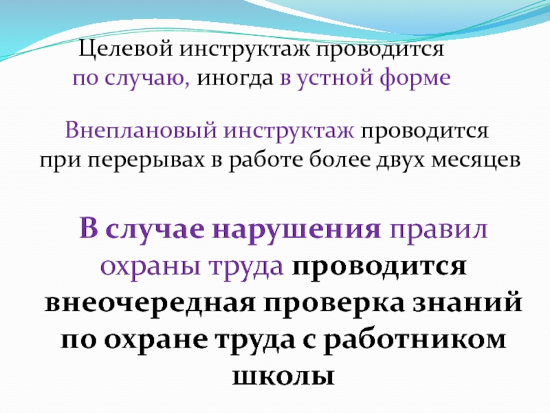 Целевой инструктаж включает