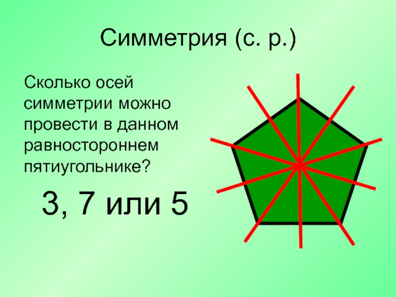 Сколько симметрий. Ось симметрии пятиугольника 3 класс. Сколько осей симметрии. ОСТ симеттрии пятиугольника. Оси симметрии правильного пятиугольника.