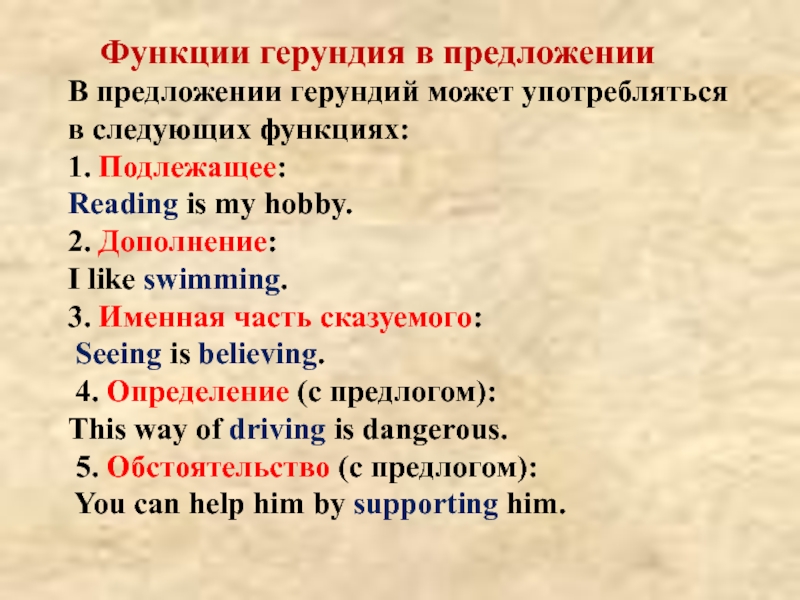 Функции английского языка. Функции герундия. Функции герундия в английском. Функции герундия в предложении. Функции герундия в предложении в английском языке.