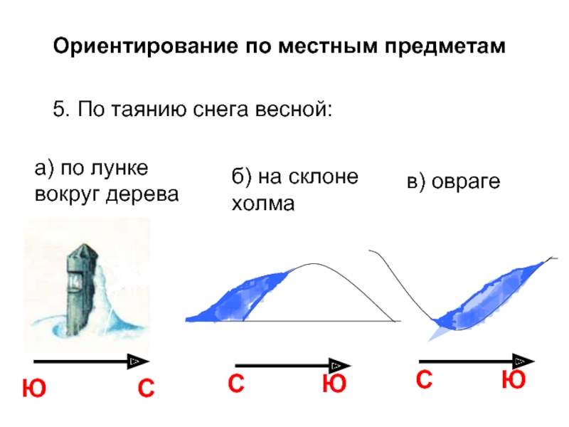 Быстрая ориентация. Ориентирование по таянию снега. Ориентирование по местным предметам.