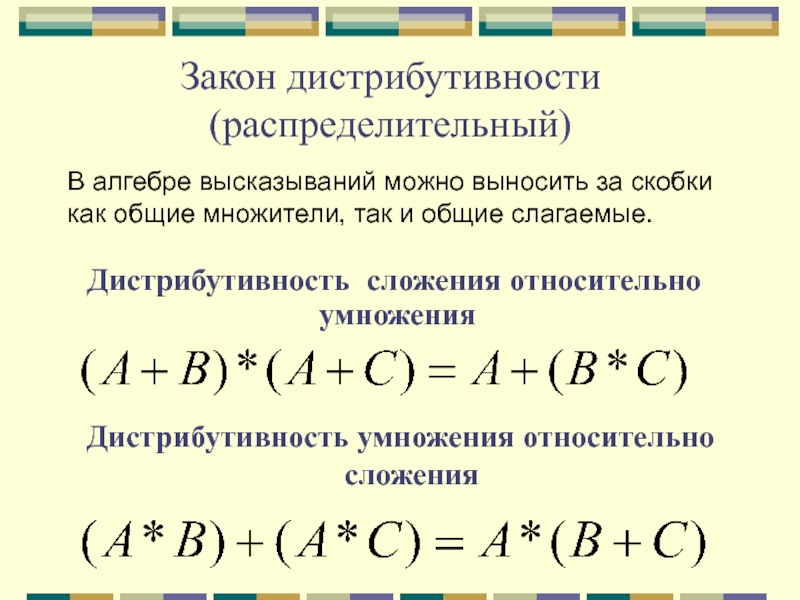 Закон умножения относительно сложения. Дистрибутивность умножения. Закон дистрибутивности. Дистрибутивность относительно сложения. Свойство дистрибутивности.