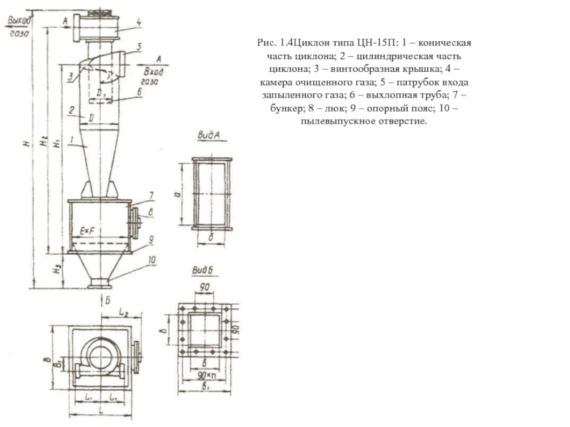 Циклон цн 15у чертеж
