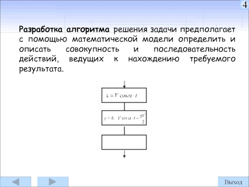 Разработка алгоритма решения