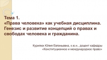 Тема 1. Права человека как учебная дисциплина. Генезис и развитие концепций о