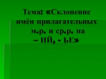 Склонение имён прилагательных м.р. и ср.р. на – ИЙ, - ЬЕ»