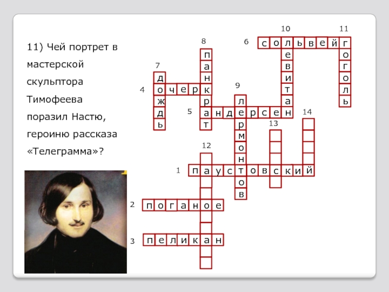 Перед кроссворд. Кроссворд по Гоголю. Кроссворд по произведениям Паустовского. Кроссворд на тему Гоголь. Кроссворд по портрету.