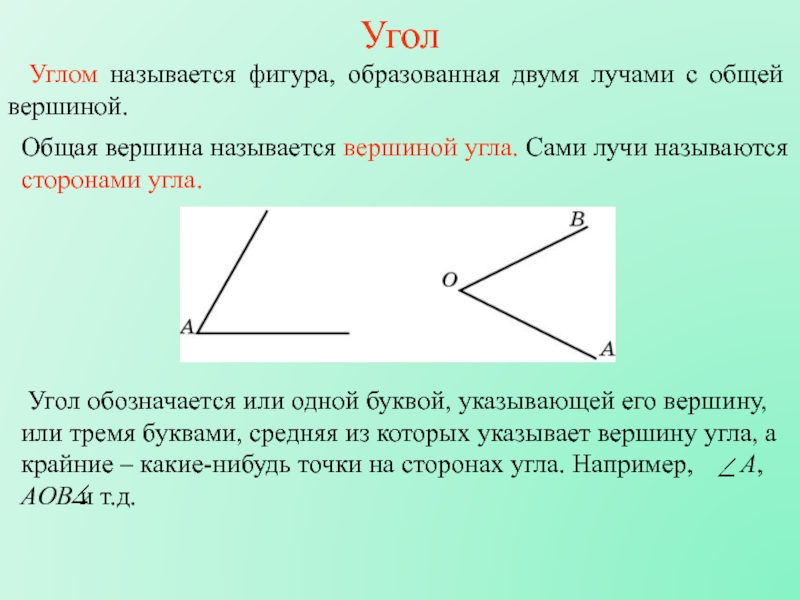 Угол образован лучами. Какая фигура называется углом. Какая винупа нащывается угоом. Какаяфигруаназывается углоим. Что такое вершина и стороны угла.