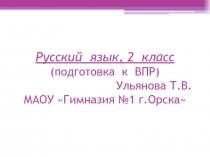 Подготовка к ВПР по русскому языку 2 класс