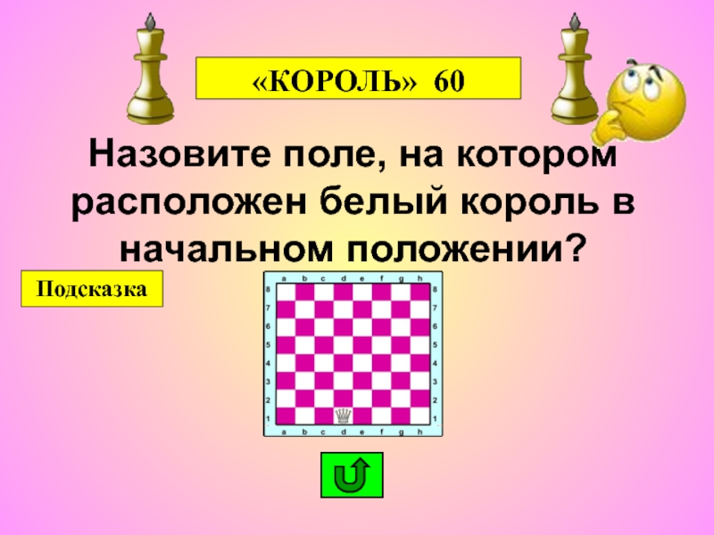 Король поля. Урок 7 шахматные фигуры и начальная позиция. Презентация шахматные фигуры и начальная позиция 1 класс. Позиция белого короля. Король положения.