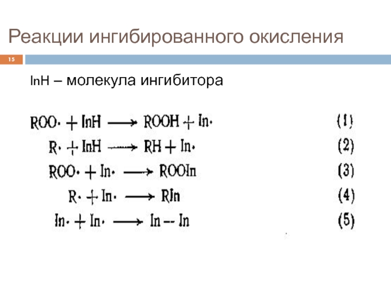 Реакция превращения. Что значит ингибируют окисление.