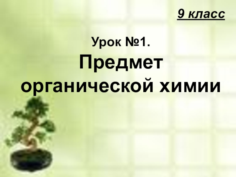 9 класс Урок №1. Предмет органической химии