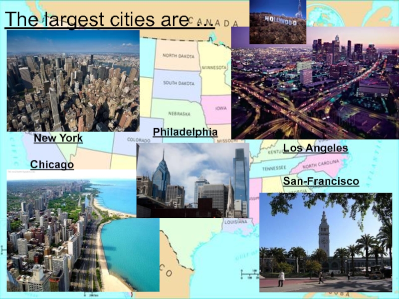 Largest city перевод. The largest Cities of the USA. Нью-Йорк Лос Анджелес Чикаго Филадельфия. Largest Cities. Ньюйорск Лос анджеловка Чикага.