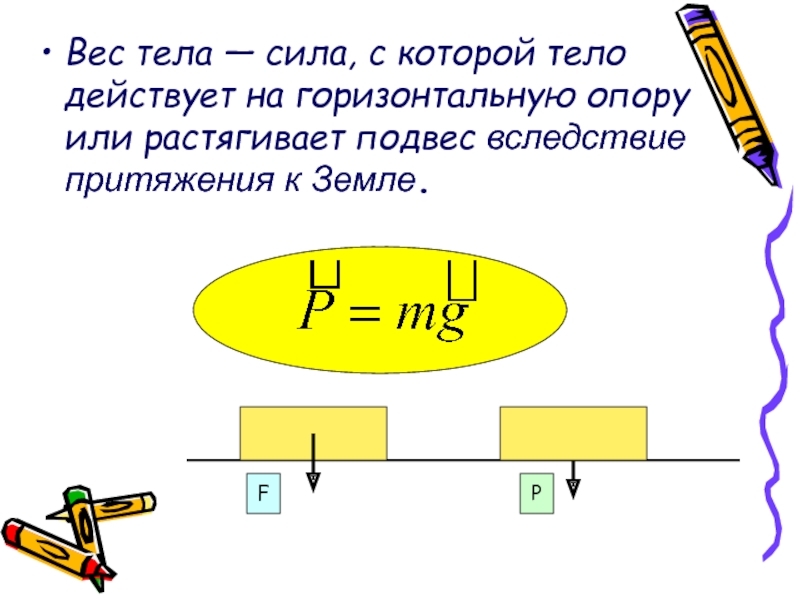 Сила с которой подвес действует на тело. Вес тела действует на опору или растягивает подвес. Сила действующая на опору или подвес. Сила с которой тело действует на опору или подвес. Вес это сила с которой тело действует на опору или подвес.