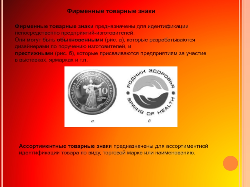 Товарные знаки созданные собственными силами организации