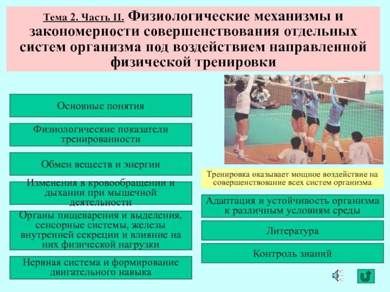 Тема 2. Часть II. Физиологические механизмы и закономерности совершенствования