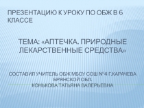 Аптечка. Природные лекарственные средства 6 класс