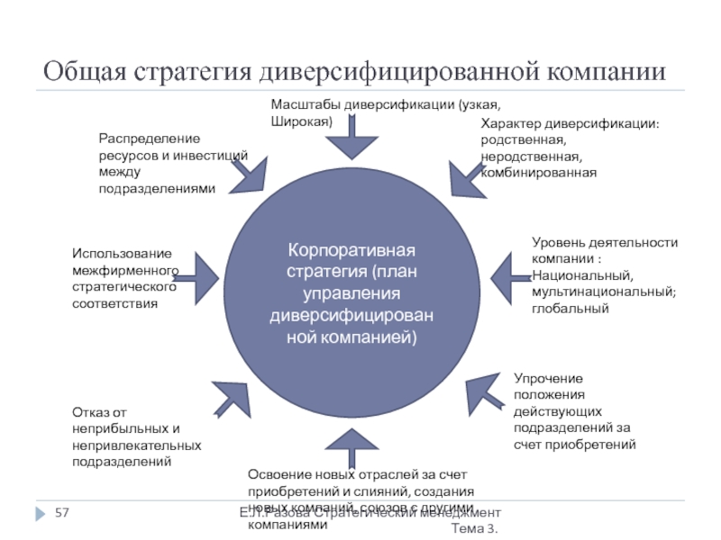 Общий план управления для диверсифицированной компании это