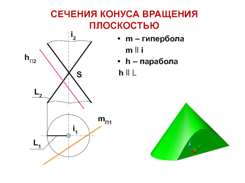 На рисунке конус по треугольнику пересекает плоскость