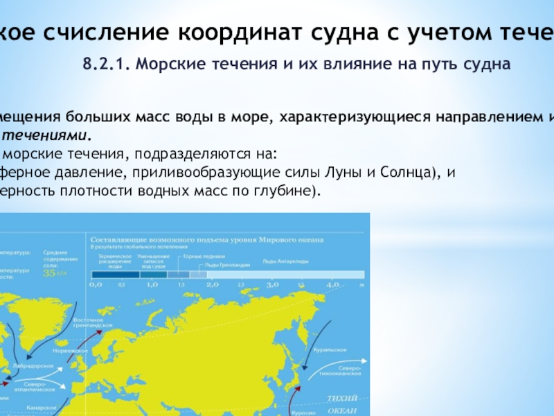 8.2. Графическое счисление координат судна с учетом течения