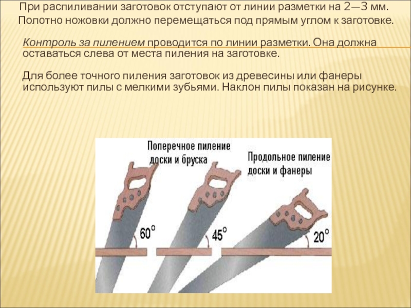 Пиление заготовок из древесины 5 класс презентация