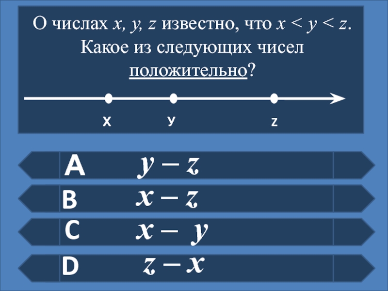 Известно x y. Известно, что x<y.. Y-X больше z. Известно что у<x и x<z. Х положительное число.