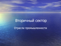 Вторичный сектор Отрасли промышленности