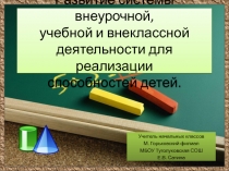 Развитие системы внеурочной, учебной и внеклассной деятельности для реализации способностей детей