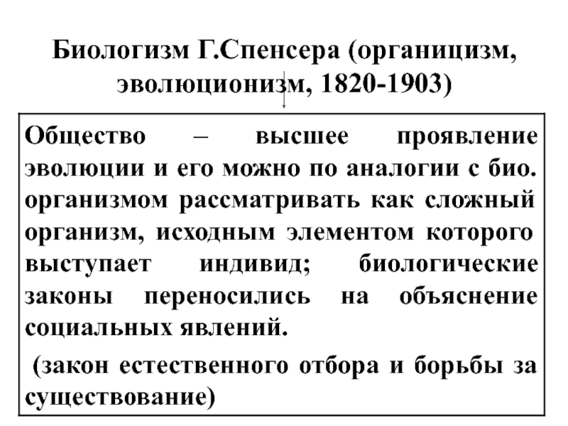 Эволюционизм спенсера презентация