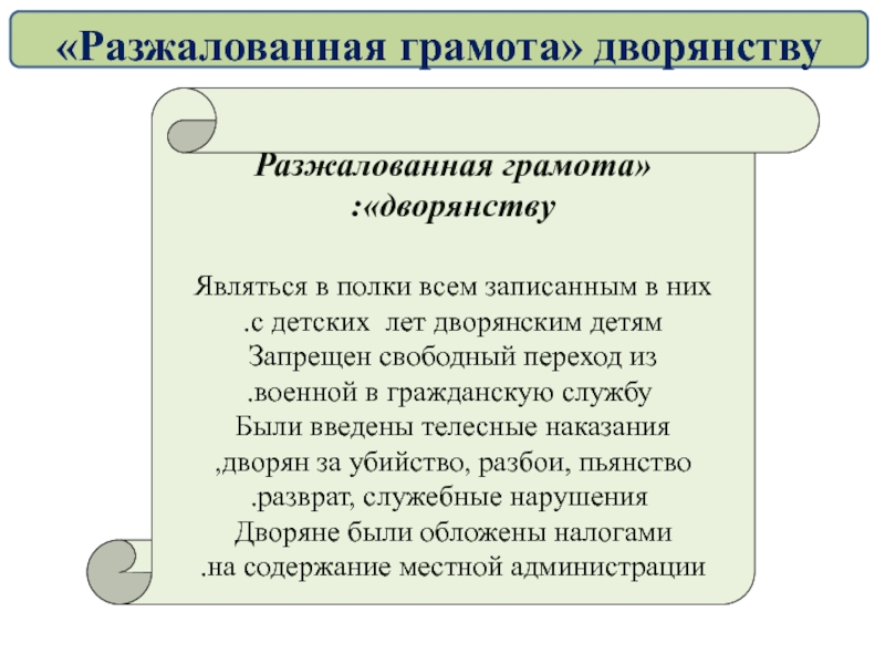 Разжалованная грамота дворянству при павле 1 кратко