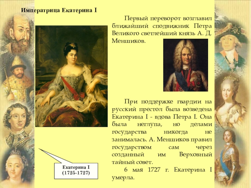 Кто правил после петра 1. Сподвижники Екатерины 1 в дворцовых переворотах. Россия после Петра Великого. Презентация на тему эпоха дворцовых переворотов. Правители после Петра Великого.