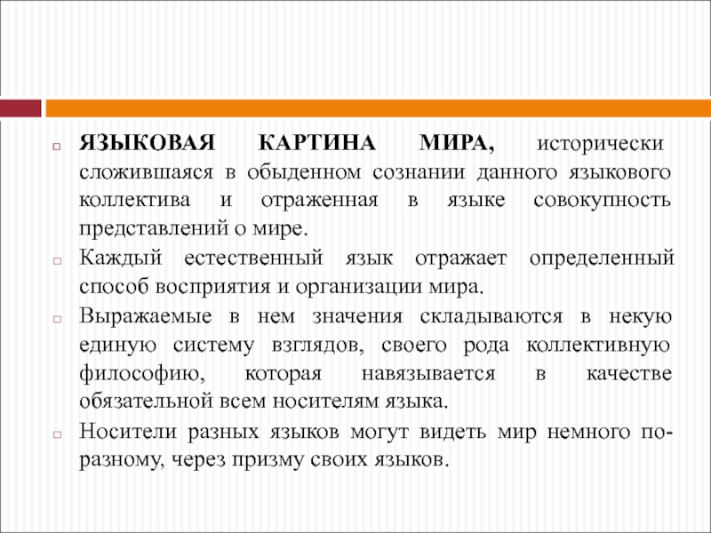 Языковая картина мира примеры