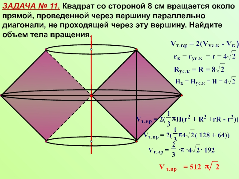 Проходит через вершину квадрата. Тело вращения ромба. Квадрат со стороной 8 см вращается около прямой. Объем фигур вращения около прямой. Тело вращение квадрата.