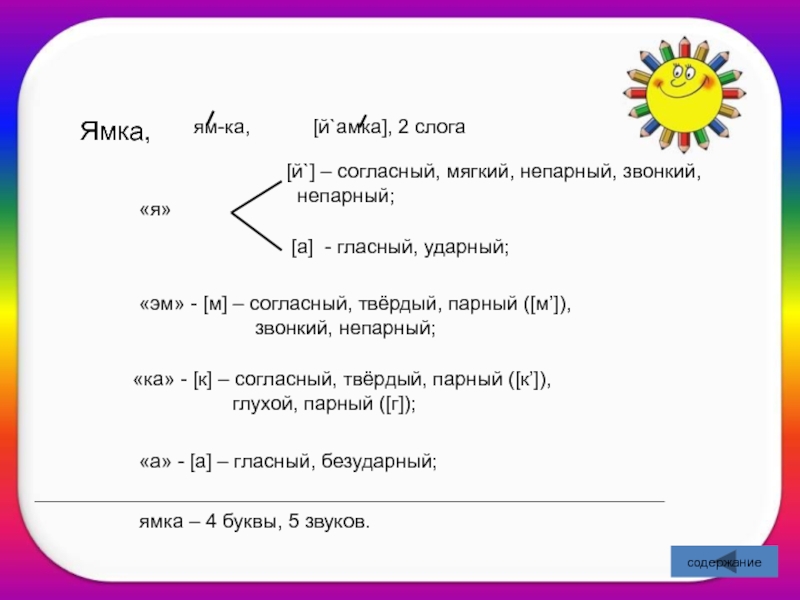 Ямка звуковая схема