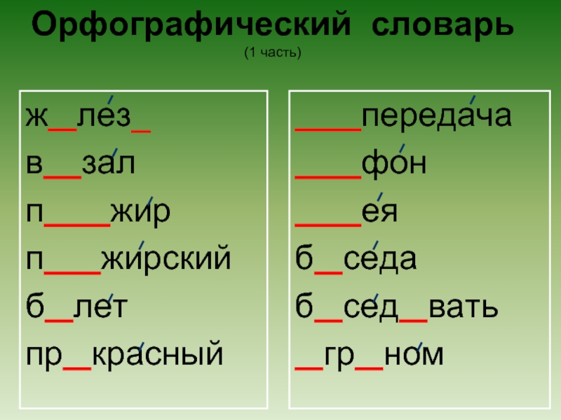 Презентация орфографический словарь