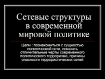 Сетевые структуры в современной мировой политике