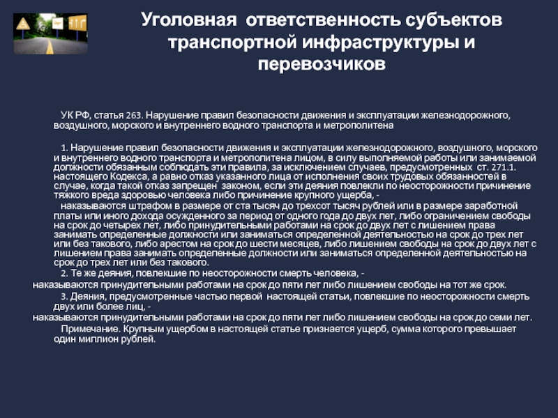 Уголовная безопасность. Права и обязанности субъектов транспортной инфраструктуры. Ст 263 УК. Обязанности субъектов транспортной инфраструктуры субъекта. Ответственность субъектов РФ.