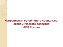 Направления устойчивого социально-экономического развития
АПК России