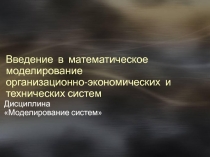 Введение в математическое моделирование организационно-экономических и