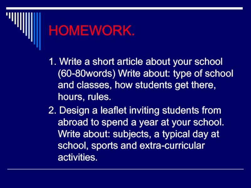 Write about your school