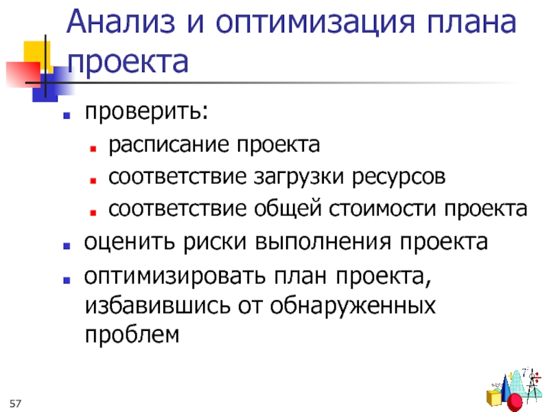 Проверка проектов на соответствие. План оптимизации. Оптимизационное планирование. Оптимизация плана проекта. Проверка проекта.