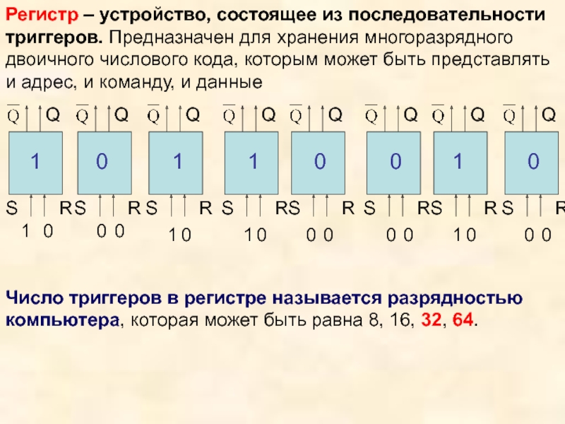 Ряд состоящий из последовательностей. Регистр устройства. Устройство из последовательности триггеров. Число триггеров в регистре. Регистры вычислительная техника.