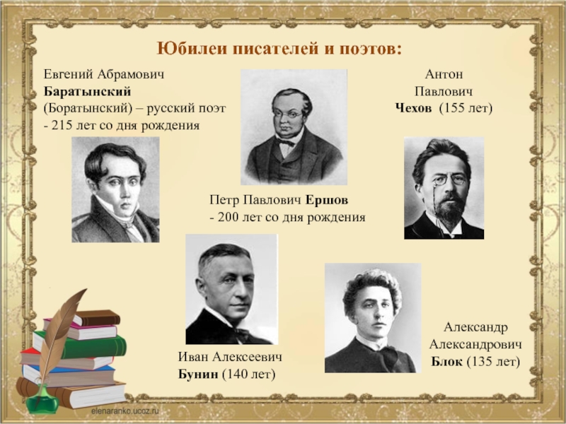 Писатели россии по годам