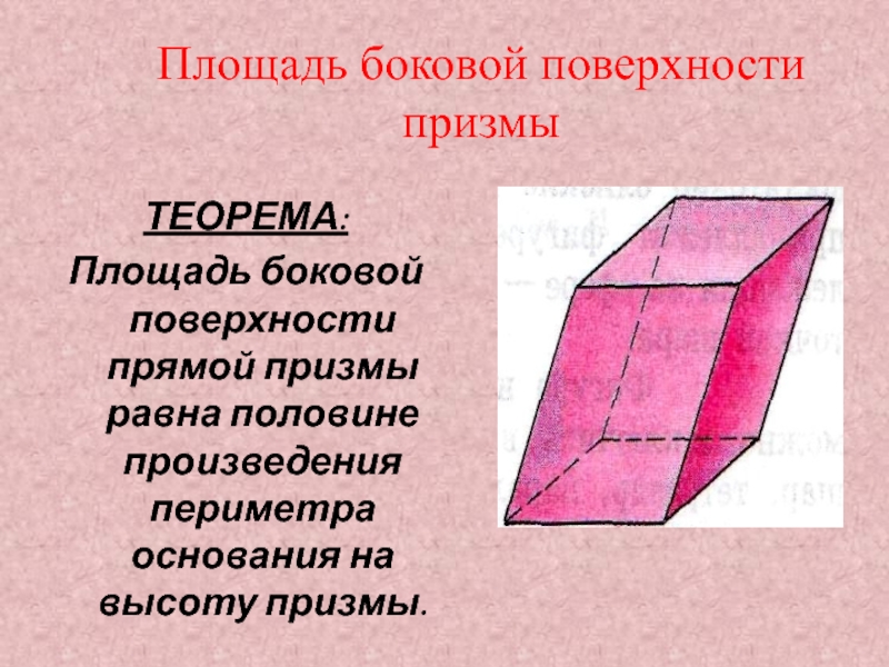 Площадь боковой поверхности прямой призмы