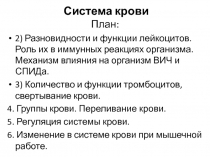 Система крови План: