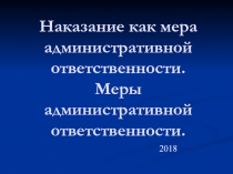 Наказание как мера административной ответственности. Меры административной
