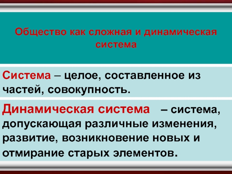 Общество как динамическая система план по обществознанию