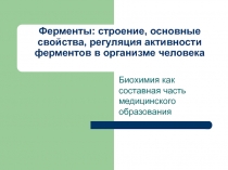 Ферменты: строение, основные свойства, регуляция активности ферментов в организме человека