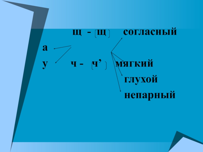 Чт. Ч [Ч’] согласный, глухой непарный,. [Щ’] — согласный, глухой непарный. ЧК звонкий непарный или глухой непарный. Ч согласный мягкий непарный глухой.