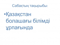 Сабақтың тақырыбы: